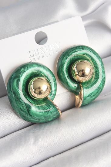 Erb Pirinç Gold Renk Yeşil Mineli Salyangoz Model Kadın Küpe