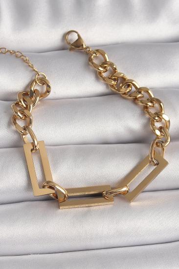 Erb 316L Çelik Gold Renk 2\\'Li Zincir Model Kadın Bileklik