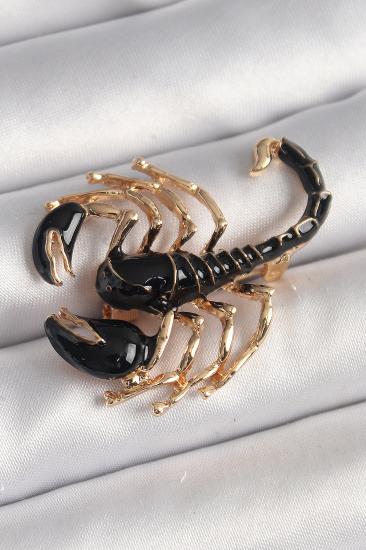 Erb Pirinç Gold Renk Siyah Akrep Model Kadın Broş