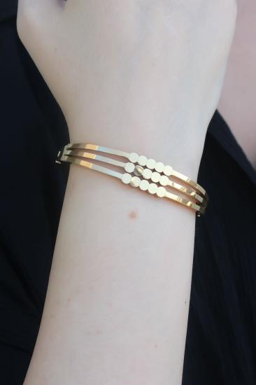 Erb 316L Çelik Gold Renk Kaburga Model Kelepçe Kadın Bileklik