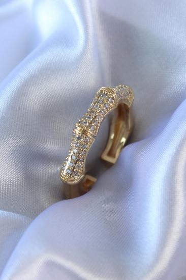 Erb Gold Renk Zirkon Taşlı Pirinç Kadın Yüzük
