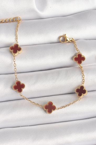 Erb 316L Çelik Gold Renk Baby Boy Kahverengi Yonca Model Kadın Bileklik