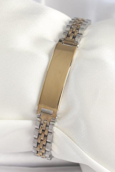 Erb 316L Çelik Gold Gümüş Renk Kalın Zincir Künye Model Erkek Bileklik