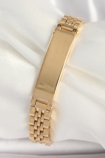 Erb 316L Çelik Gold Renk Zincir Künye Model Erkek Bileklik