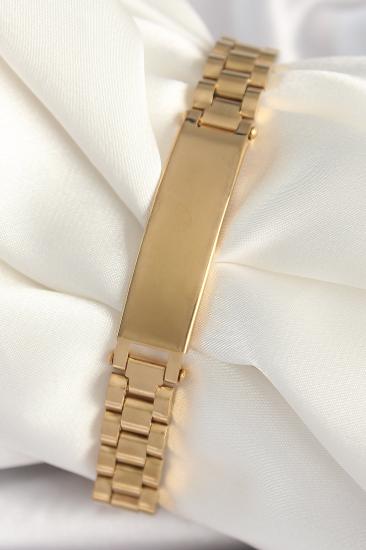 Erb 316L Çelik Gold Renk Zincir Künye Model Erkek Bileklik