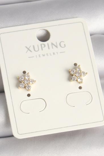 Erb Pirinç Gold Renk Zirkon Taşlı Çiçek Model Xuping Kadın Küpe