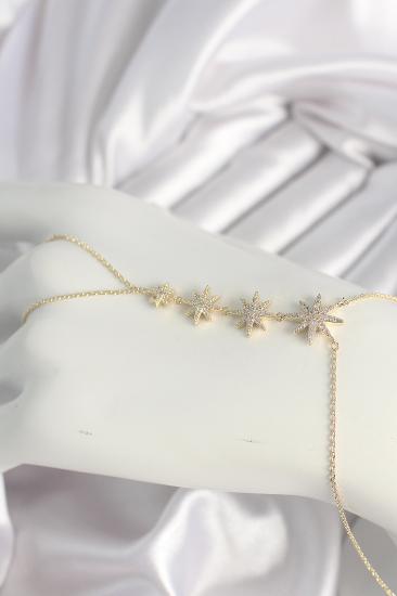 Erb Pirinç Gold Renk Zirkon Taşlı Kutup Yıldız Model Kadın Şahmeran