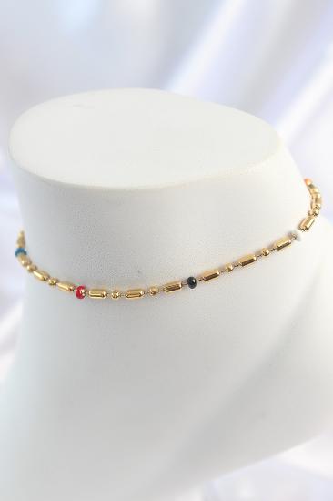 Erb 316L Çelik Gold Renk Renkli Boncuk Detay Kadın Halhal