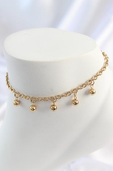 Erb 316L Çelik Gold Renk Sallantı Topçuk Zincir Model Kadın Halhal