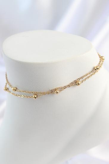 Erb 316L Çelik Gold Renk 2\\'Li Topçuk Zincir Model Kadın Halhal