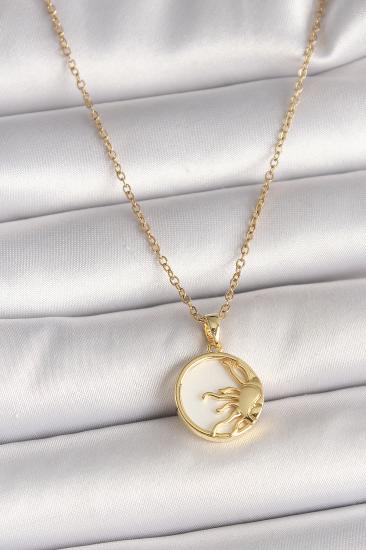 Erb 316L Çelik Gold Renk Zincir Beyaz Mineli Gün Batımı Model Kadın Kolye