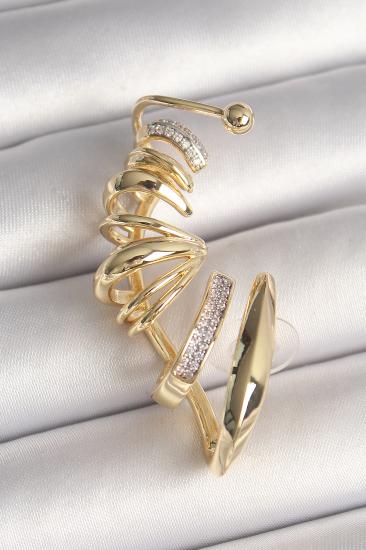 Erb Pirinç Gold Renk Zirkon Taşlı Kıkırdak Küpe