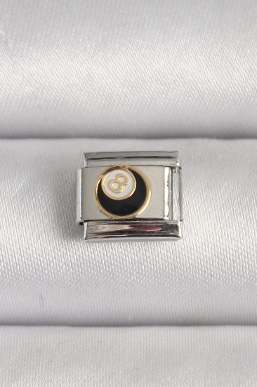 Erb 316L Çelik Gümüş Renk 8 Ball İşlemeli Nomination Charm