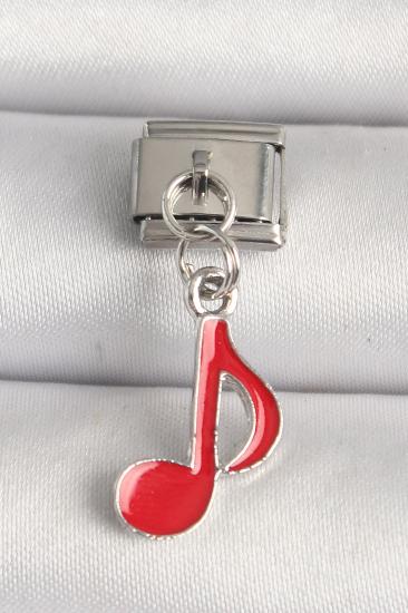Erb 316L Çelik Gümüş Renk Kırmızı Müzik Nota Model Nomination Charm