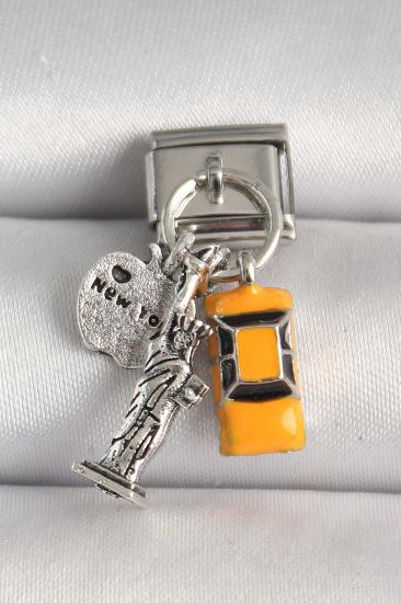 Erb 316L Çelik Gümüş Renk Sarı Taksi Özgürlük Heykeli Model Nomination Charm