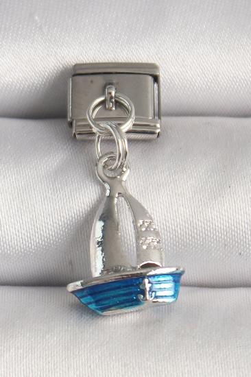Erb 316L Çelik Gümüş Renk Mavi Yelkenli Model Nomination Charm