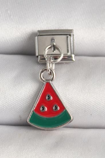 Erb 316L Çelik Gümüş Renk Karpuz Dilim Model Nomination Charm
