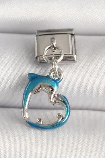Erb 316L Çelik Gümüş Renk Mavi Yunus Model Nomination Charm