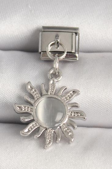 Erb 316L Çelik Gümüş Renk Beyaz Mineli Güneş Model Nomination Charm