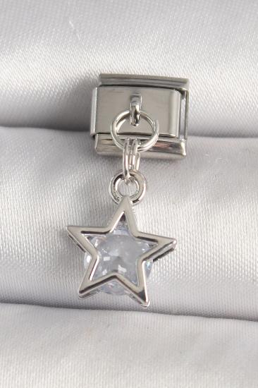 Erb 316L Çelik Gümüş Renk Zirkon Taşlı Yıldız Model Nomination Charm