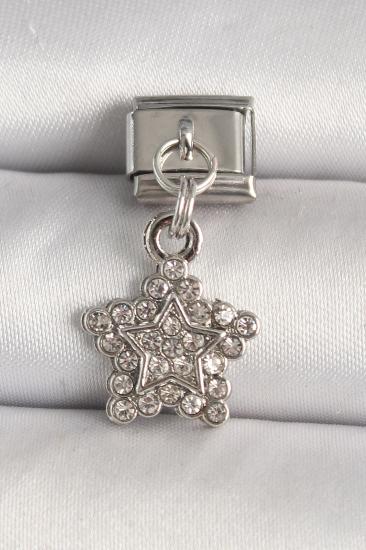 Erb 316L Çelik Gümüş Renk Zirkon Taşlı Yıldız Model Nomination Charm