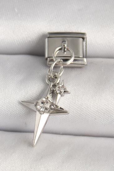 Erb 316L Çelik Gümüş Renk Zirkon Taşlı Kutup Yıldız Model Nomination Charm
