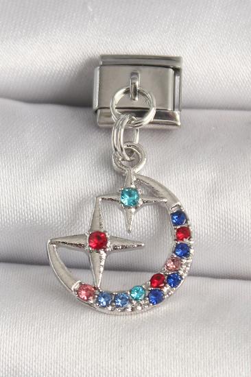 Erb 316L Çelik Gümüş Renk Renkli Zirkon Taşlı Yıldız Model Nomination Charm