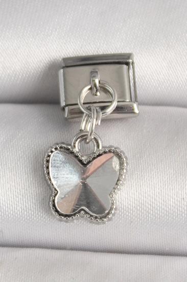 Erb 316L Çelik Gümüş Renk Kelebek Model Nomination Charm