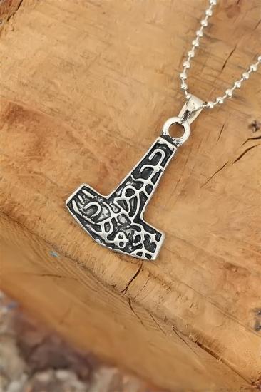 Erb Gümüş Renk Metal Aksesuarlı Top Zincirli Erkek Kolye