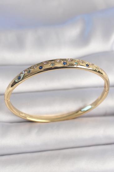 Erb Pirinç Gold Renk Yıldız İşlemeli Zirkon Taşlı Kadın Kelepçe