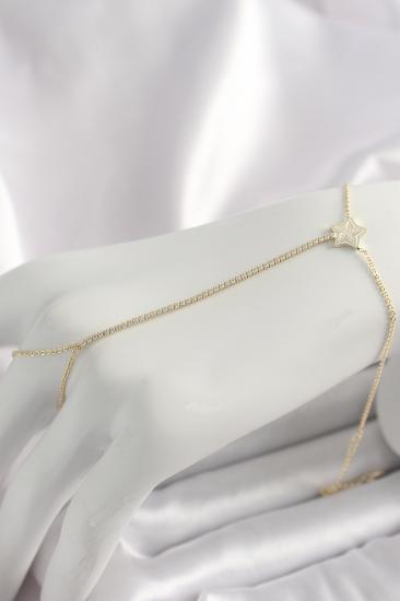 Erb Pirinç Gold Renk Su Yolu Zirkon Taşlı Yıldız Model Kadın Şahmeran