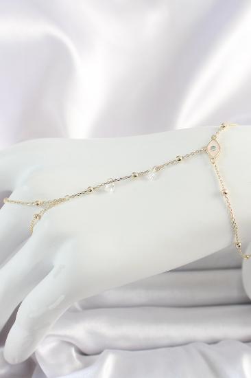 Erb Pirinç Gold Renk Mavi Taşlı Göz Figür Topçuk Detaylı Kadın Şahmeran