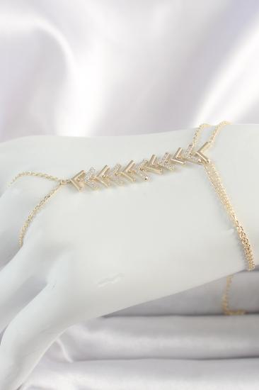 Erb Pirinç Gold Renk Zirkon Taşlı V Model Kadın Şahmeran
