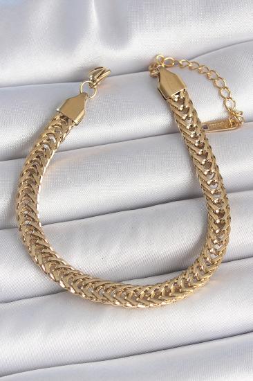 Erb 316L Çelik Gold Renk Balık Sırtı Zincir Model Kadın Bileklik