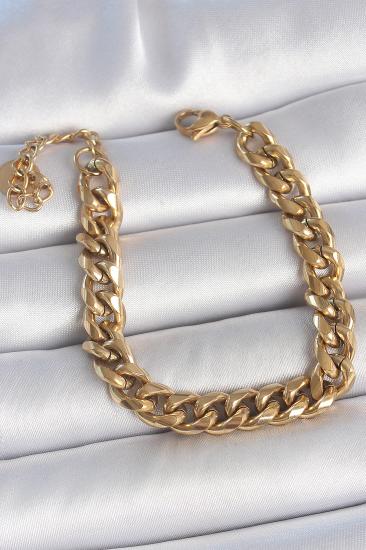 Erb 316L Çelik Gold Renk Kalın Zincir Model Kadın Bileklik