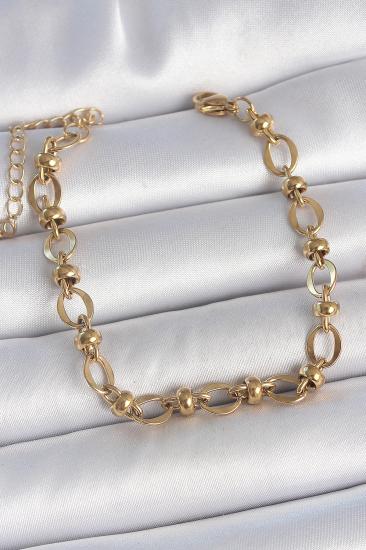 Erb 316L Çelik Gold Renk Topçuk Halka Zincir Model Kadın Bileklik