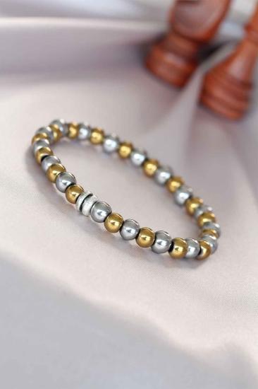 Erb Hematit Silver Gold Renk Doğal Taş Erkek Bileklik