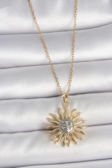 Erb 316L Çelik Gold Renk Mix Renk Güneş Model İşleme Detaylı Kadın Kolye