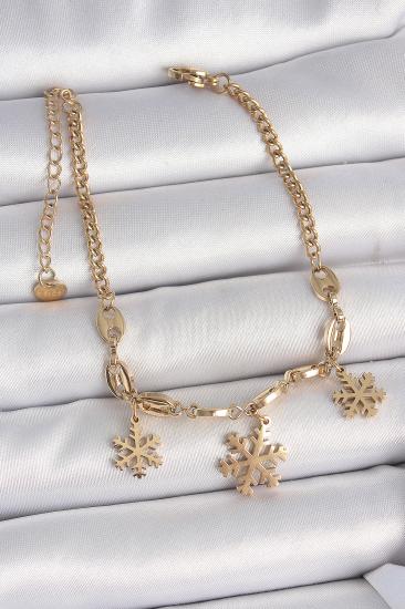 Erb 316L Çelik Gold Renk Sallantı Kar Tanesi Model Kadın Bileklik