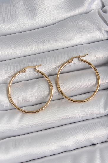 Erb 316 Çelik Gold Renk 33 Mm Kadın Halka Model Kadın Küpe