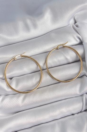 Erb 316 Çelik Gold Renk 43 Mm Halka Model Kadın Küpe