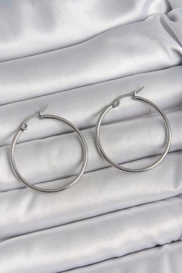 Erb 316 Çelik Gümüş Renk 33 Mm Halka Model Kadın Küpe
