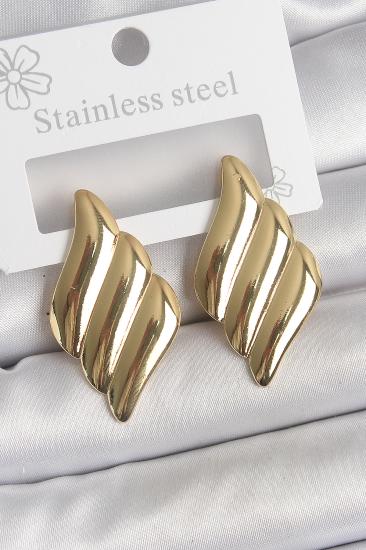 Erb 316 Çelik Gold Renk Dalga Model Kadın Küpe