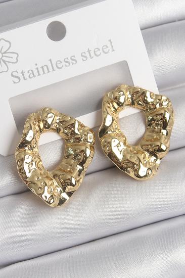 Erb 316 Çelik Gold Renk İşlemeli Halka Model Kadın Küpe