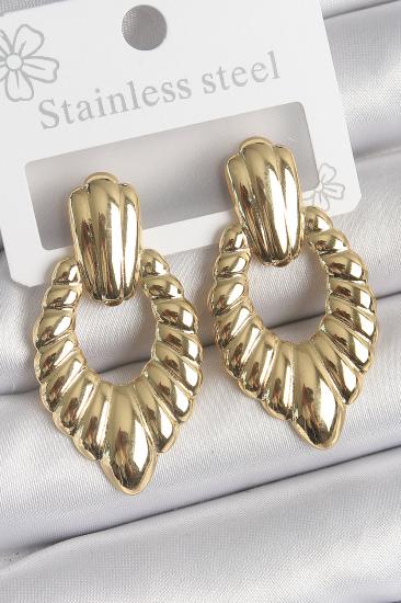Erb 316 Çelik Gold Renk İşlemeli Motiif Model Kadın Küpe