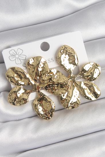 Erb 316 Çelik Gold Renk İşlemeli Yaprak Model Kadın Küpe