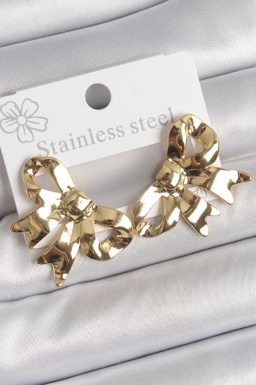 Erb 316 Çelik Gold Renk Kurdele Plaka Model Kadın Küpe
