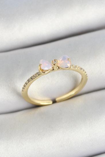 Erb Pirinç Fiyonk Figürlü Zirkon Taşlı Gold Renk Ayarlanabilir Kadın Yüzük