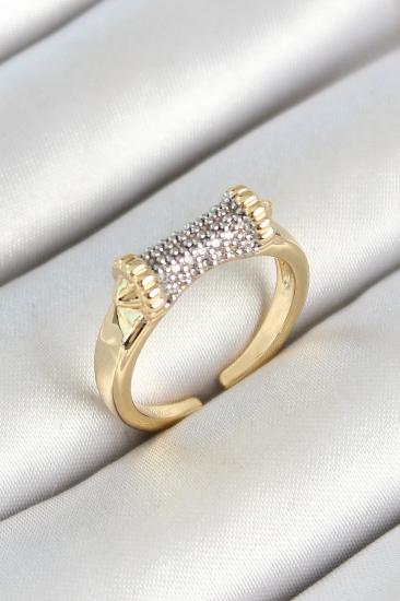Erb Pirinç Makara Figürlü Zirkon Taşlı Gold Renk Ayarlanabilir Kadın Yüzük