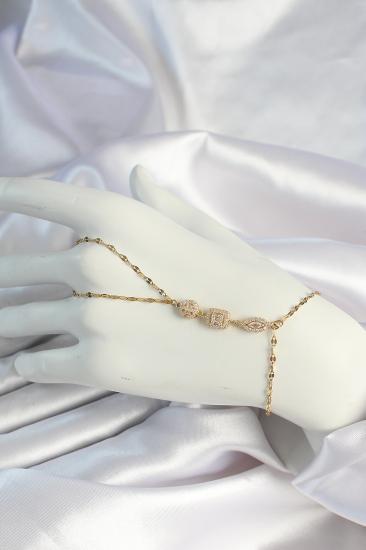 Erb 316L Çelik Gold Renk Zirkon Taşlı Baget Şahmeran